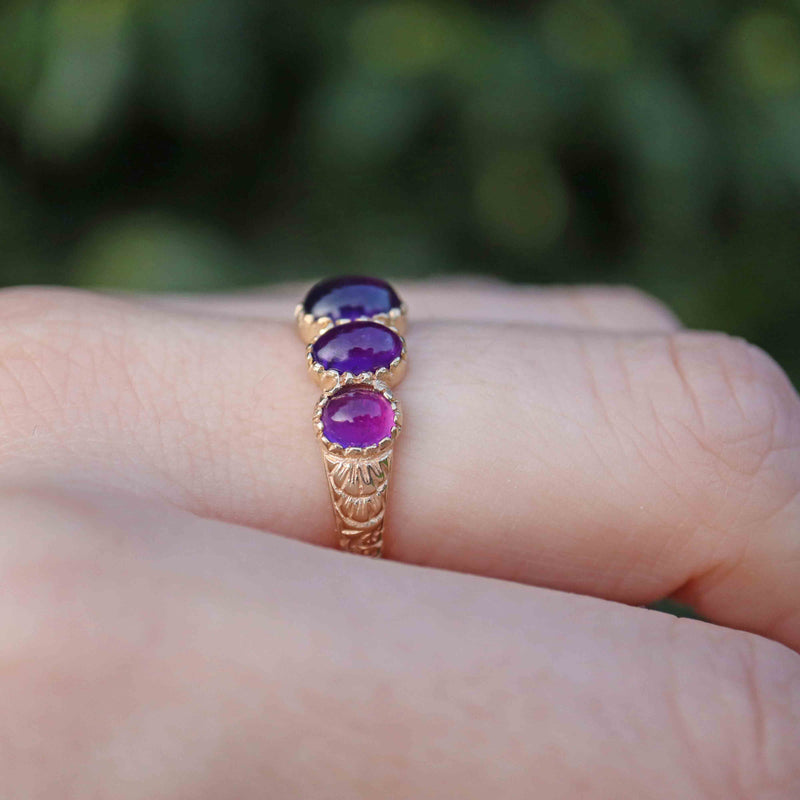 Ellibelle Jewellery Antique Victorian Style Amethyst Five Stone Ring