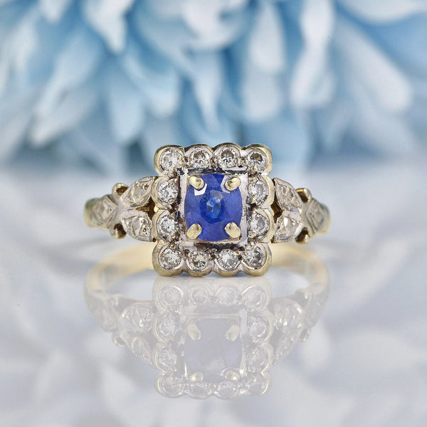 Ellibelle Jewellery Antique Victorian Style Sapphire & Diamond 18ct Gold Ring