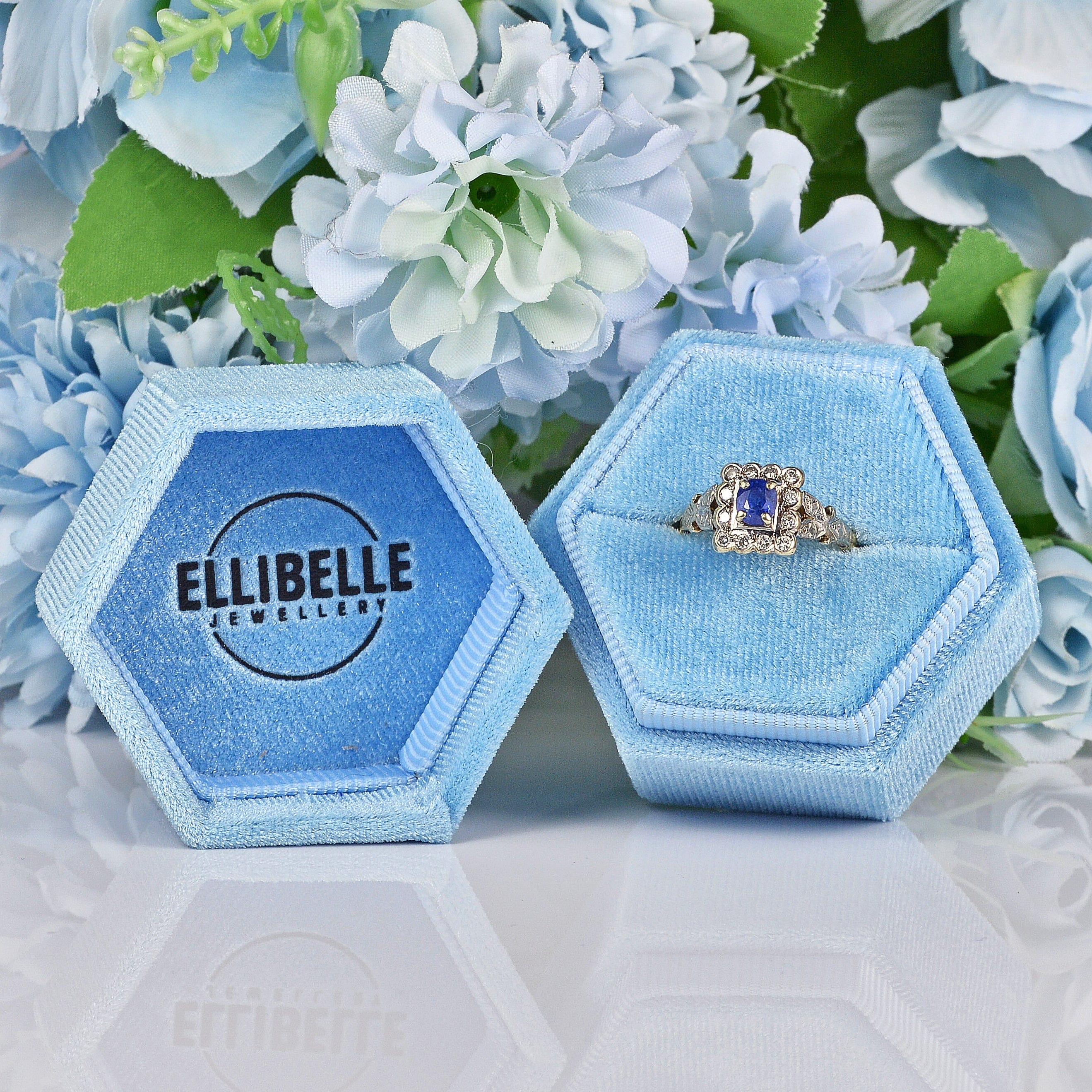 Ellibelle Jewellery Antique Victorian Style Sapphire & Diamond 18ct Gold Ring