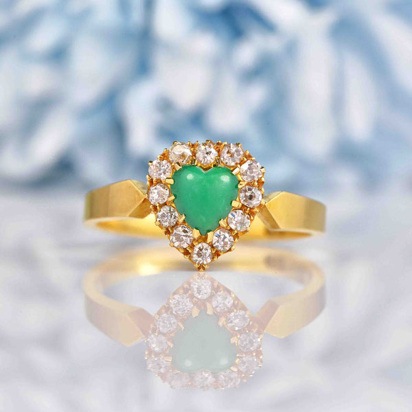 Ellibelle Jewellery Antique Victorian Turquoise & Diamond Heart Cluster Ring