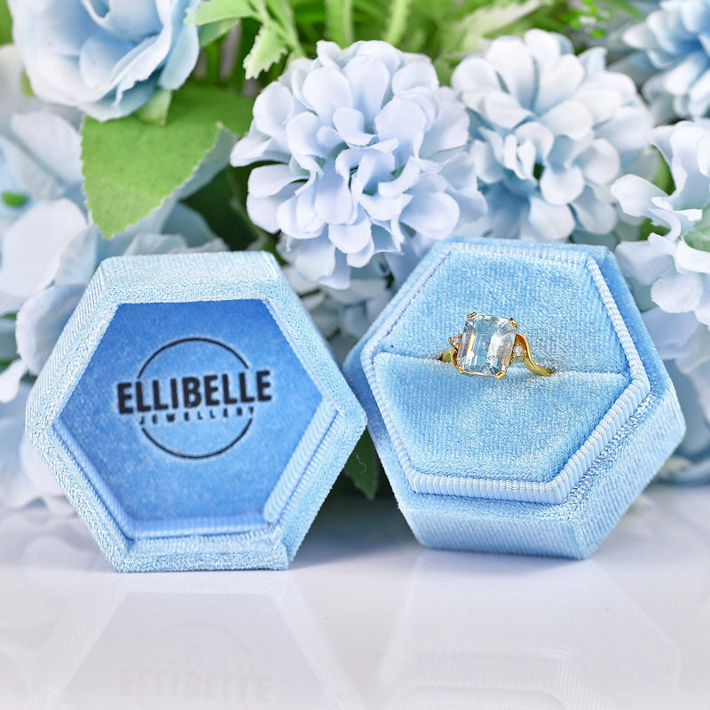 Ellibelle Jewellery Aquamarine & Diamond 14k Gold Dress Ring (3.30ct)