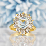 Ellibelle Jewellery Aquamarine & Diamond 18ct Gold Cluster Engagement Ring