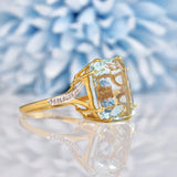 Ellibelle Jewellery Aquamarine & Diamond 18ct Gold Dress Ring (10.60ct)