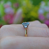 Ellibelle Jewellery AQUAMARINE & DIAMOND 18CT GOLD TRILOGY RING