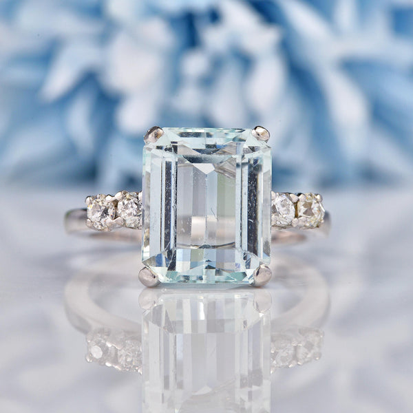 Ellibelle Jewellery Aquamarine & Diamond 18ct White Gold Ring