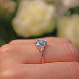 Ellibelle Jewellery AQUAMARINE & DIAMOND PLATINUM THREE-STONE RING