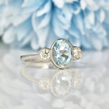 Ellibelle Jewellery AQUAMARINE & DIAMOND PLATINUM THREE-STONE RING