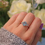 Ellibelle Jewellery AQUAMARINE & DIAMOND PLATINUM THREE-STONE RING