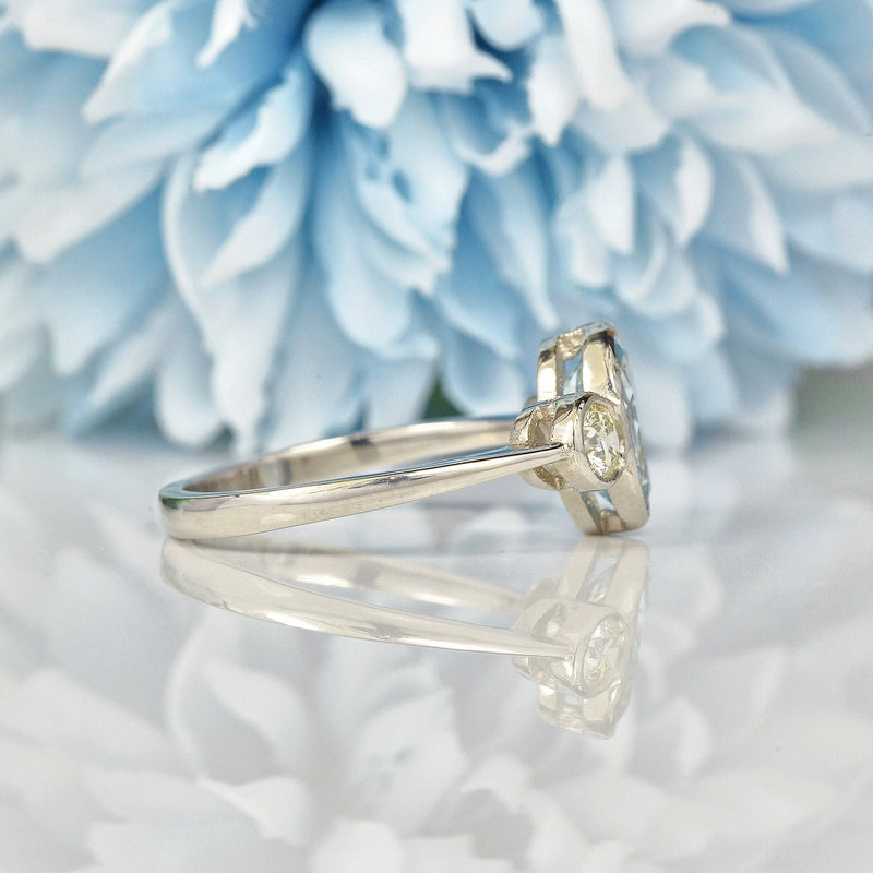 Ellibelle Jewellery AQUAMARINE & DIAMOND PLATINUM THREE-STONE RING