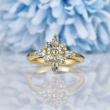 Ellibelle Jewellery Aquamarine Marquise Cut  9ct Gold Star Cluster Ring
