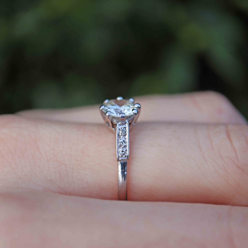 Ellibelle Jewellery Art Deco 1.17 Carat Diamond 18ct Gold & Platinum Solitaire Engagement Ring