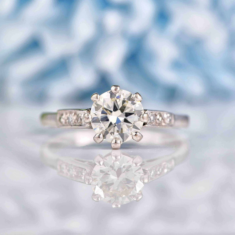 Ellibelle Jewellery Art Deco 1.17 Carat Diamond 18ct Gold & Platinum Solitaire Engagement Ring