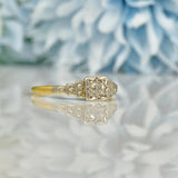 Ellibelle Jewellery ART DECO 18CT GOLD & PLATINUM DIAMOND SOLITAIRE RING