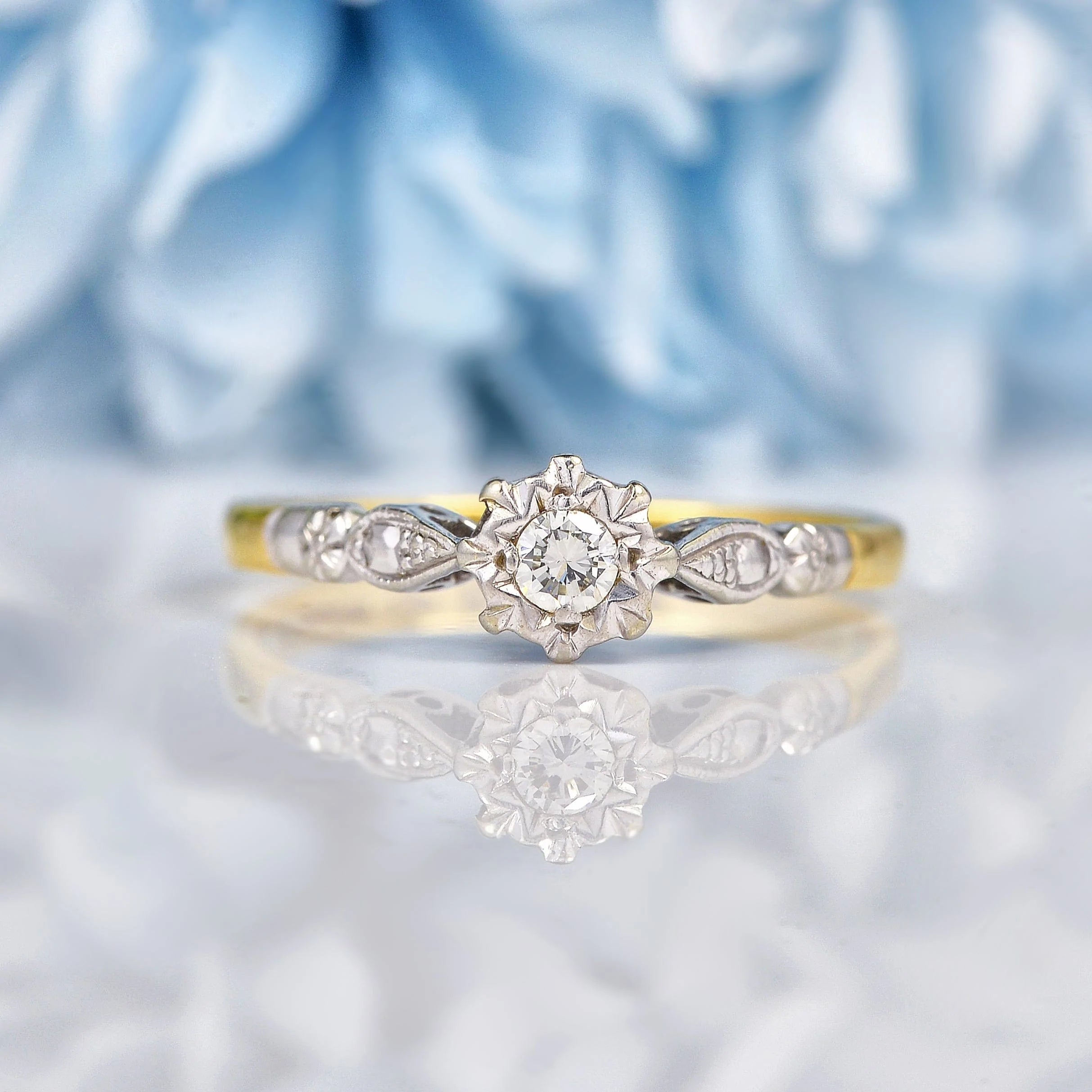 Ellibelle Jewellery Art Deco 1920s Diamond 18ct Gold Solitaire Ring