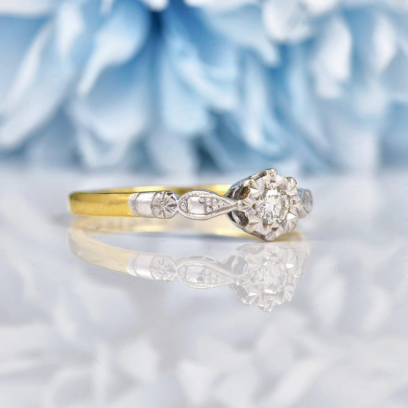 Ellibelle Jewellery Art Deco 1920s Diamond 18ct Gold Solitaire Ring