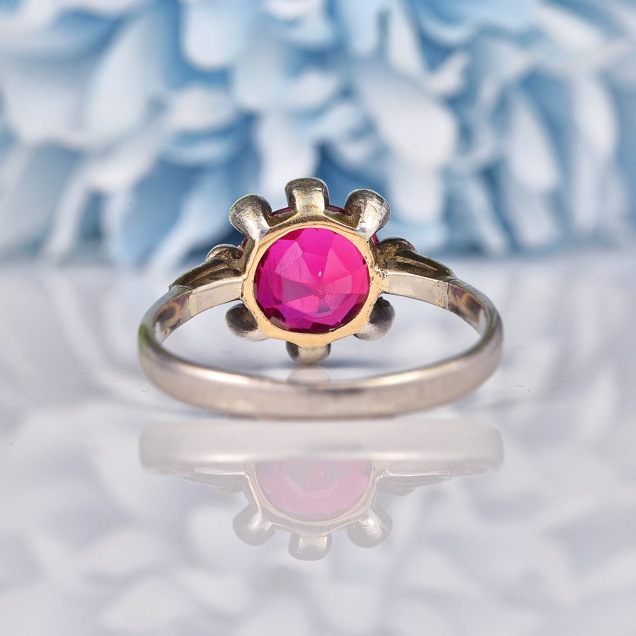 Ellibelle Jewellery Art Deco 1920s Ruby & Rose Cut Diamond Ring