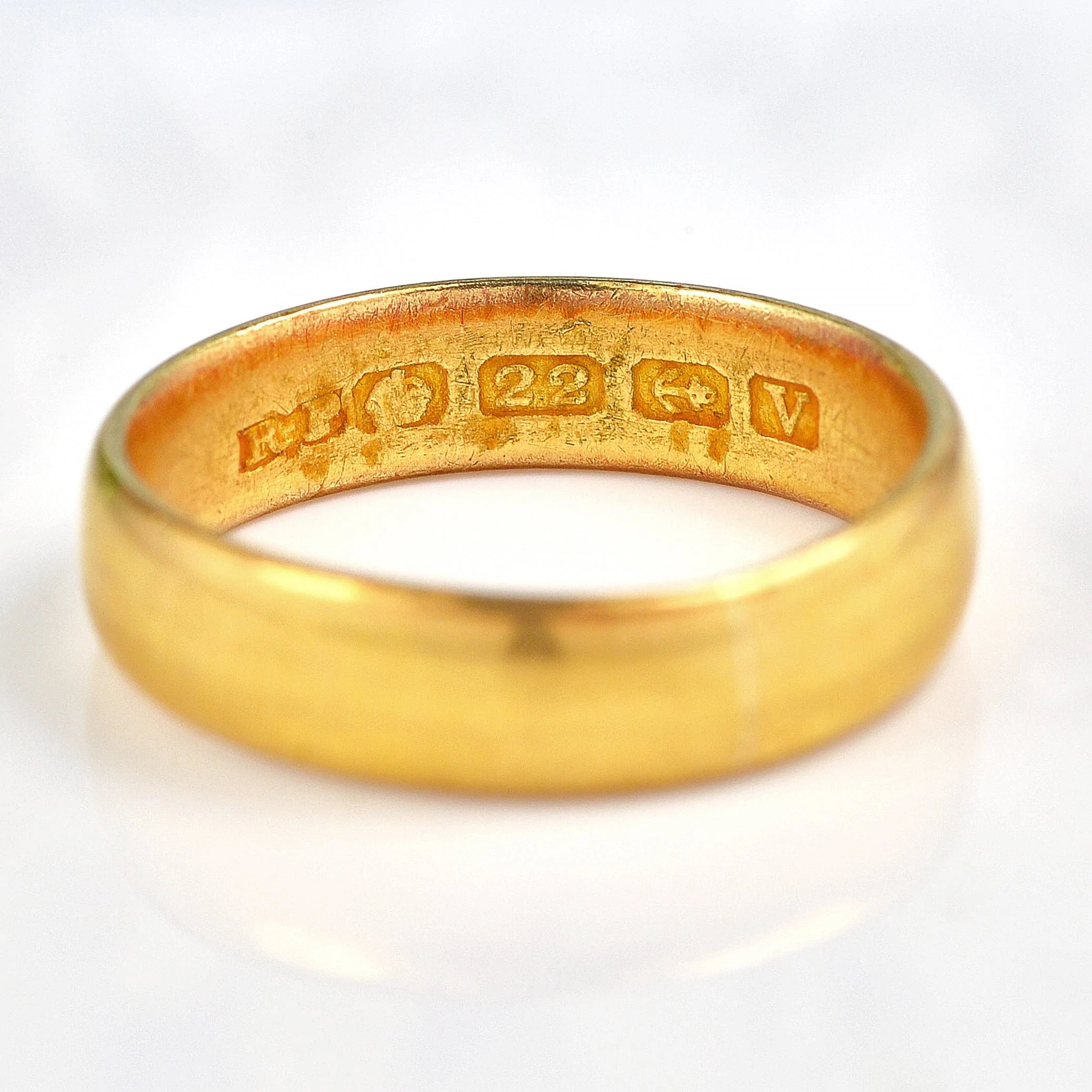 Ellibelle Jewellery Art Deco 22ct Gold Wedding Band - Birmingham 1920 (4.9g).
