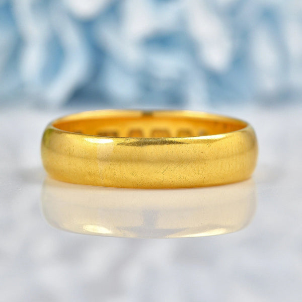 Ellibelle Jewellery Art Deco 22ct Gold Wedding Band - Birmingham 1925 (4.4g)