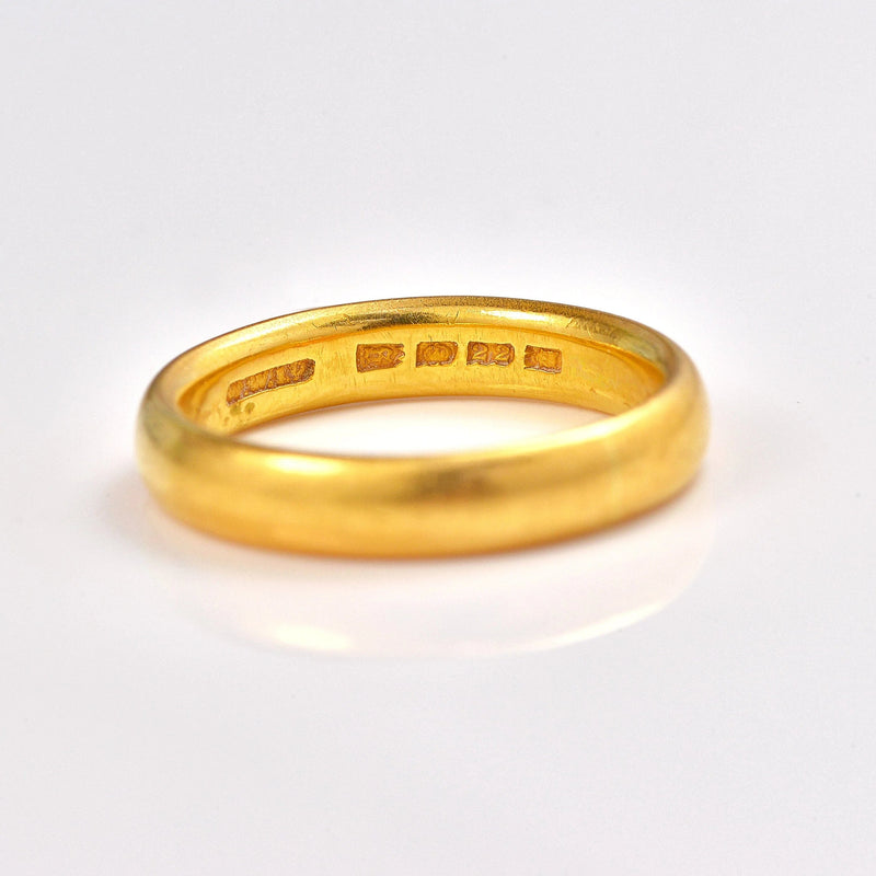 Ellibelle Jewellery Art Deco 22ct Gold Wedding Band - Date 1922 (6.4g)