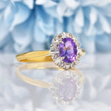 Ellibelle Jewellery Art Deco Amethyst & Diamond 18ct Gold Ring