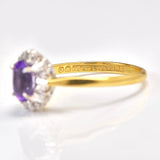Ellibelle Jewellery Art Deco Amethyst & Diamond 18ct Gold Ring