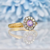 Ellibelle Jewellery Art Deco Amethyst & Diamond Gold Cluster Ring