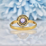 Ellibelle Jewellery Art Deco Amethyst & Diamond Gold Cluster Ring