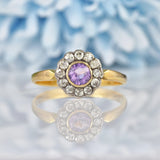 Ellibelle Jewellery Art Deco Amethyst & Diamond Gold Cluster Ring