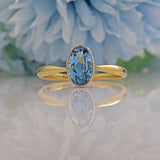 Ellibelle Jewellery ART DECO AQUAMARINE 18CT GOLD SOLITAIRE RING