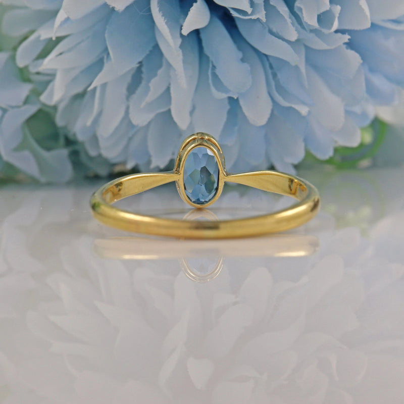 Ellibelle Jewellery ART DECO AQUAMARINE 18CT GOLD SOLITAIRE RING