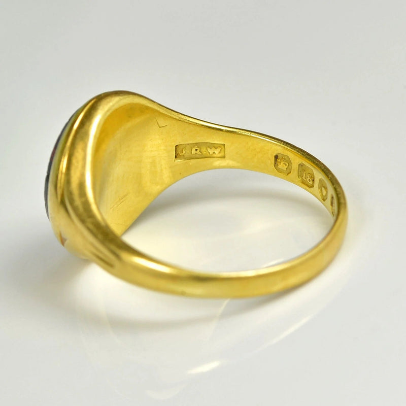 Ellibelle Jewellery ART DECO BLOODSTONE INTAGLIO 18CT GOLD SIGNET RING