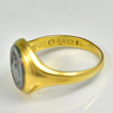 Ellibelle Jewellery ART DECO BLOODSTONE INTAGLIO 18CT GOLD SIGNET RING
