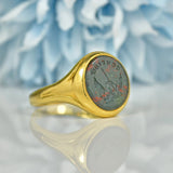 Ellibelle Jewellery ART DECO BLOODSTONE INTAGLIO 18CT GOLD SIGNET RING