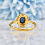 Ellibelle Jewellery Art Deco Cabochon Sapphire & Diamond 18ct Gold Ring