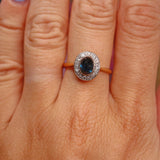 Ellibelle Jewellery Art Deco Cabochon Sapphire & Diamond 18ct Gold Ring