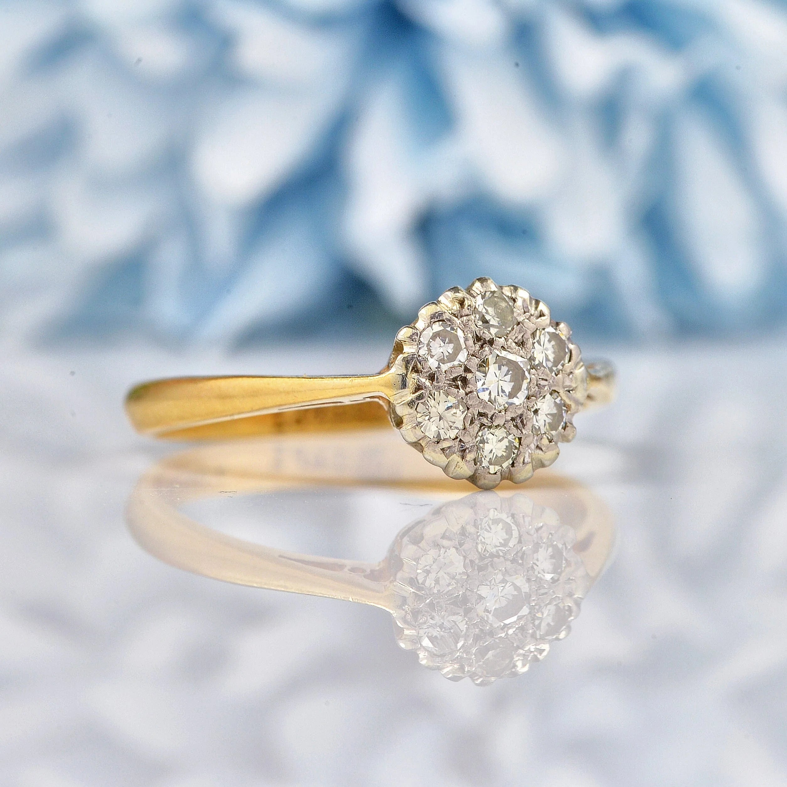Ellibelle Jewellery Art Deco Diamond 18ct Gold Cluster Ring