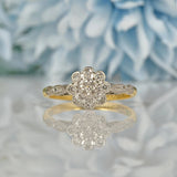 Ellibelle Jewellery ART DECO DIAMOND 18CT GOLD DAISY CLUSTER RING