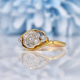 Ellibelle Jewellery Art Deco Diamond 18ct Gold Daisy Crossover Ring