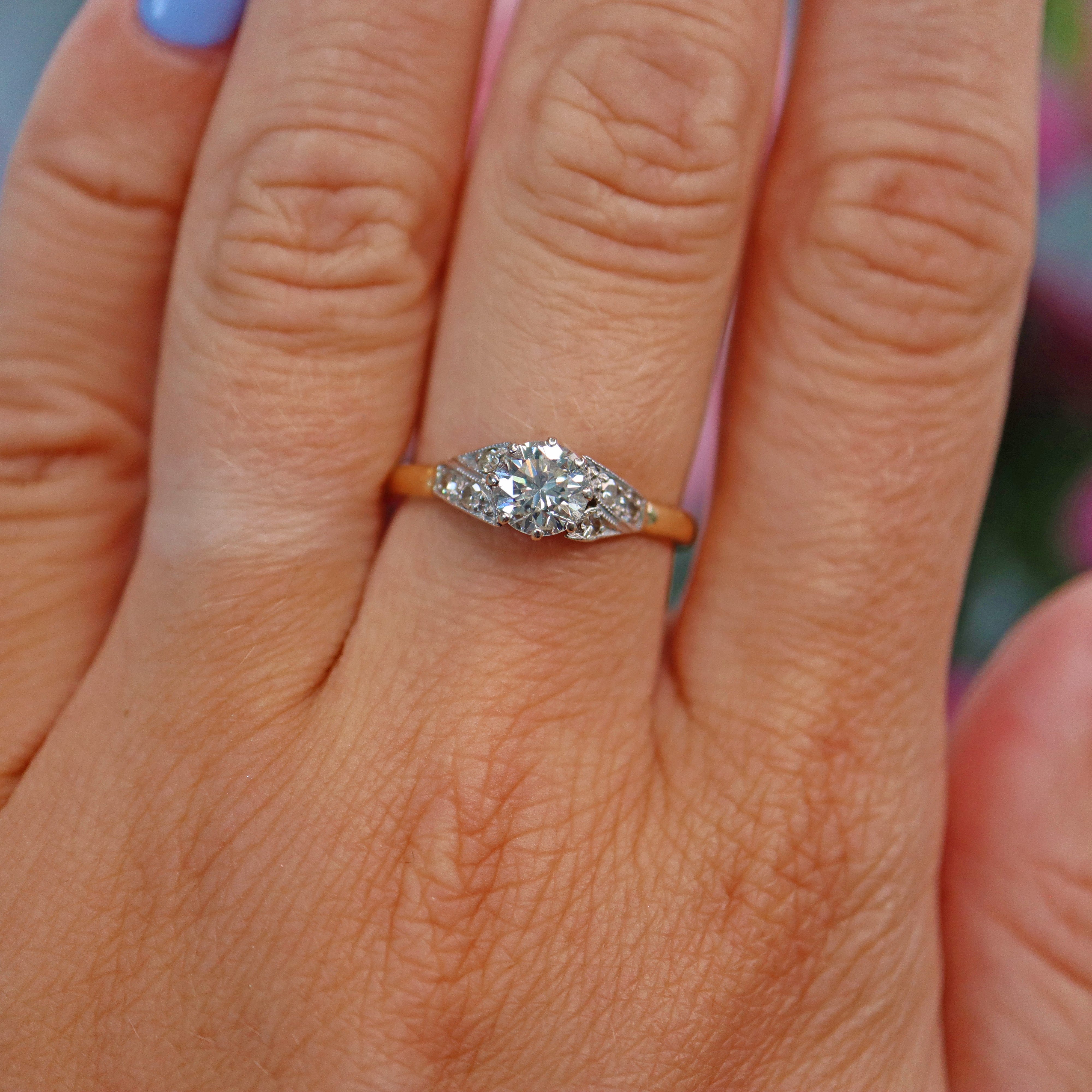 Ellibelle Jewellery Art Deco Diamond 18ct Gold Engagement Ring (0.65ct)