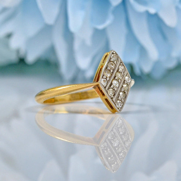 ART DECO DIAMOND 18CT GOLD PANEL RING