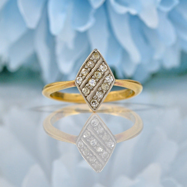 ART DECO DIAMOND 18CT GOLD PANEL RING