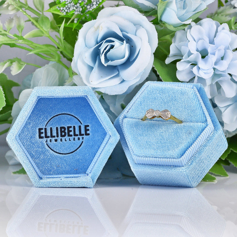 Ellibelle Jewellery Art Deco Diamond 18ct Gold & Platinum Bow Ring