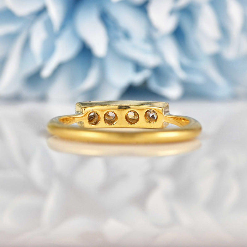 Ellibelle Jewellery Art Deco Diamond 18ct Gold & Platinum Four-Stone Ring