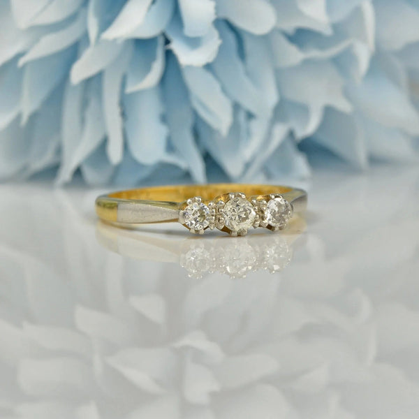 ART DECO DIAMOND 18CT GOLD TRILOGY RING