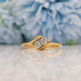 Ellibelle Jewellery ART DECO DIAMOND 18CT GOLD TWO-STONE CROSS-OVER RING