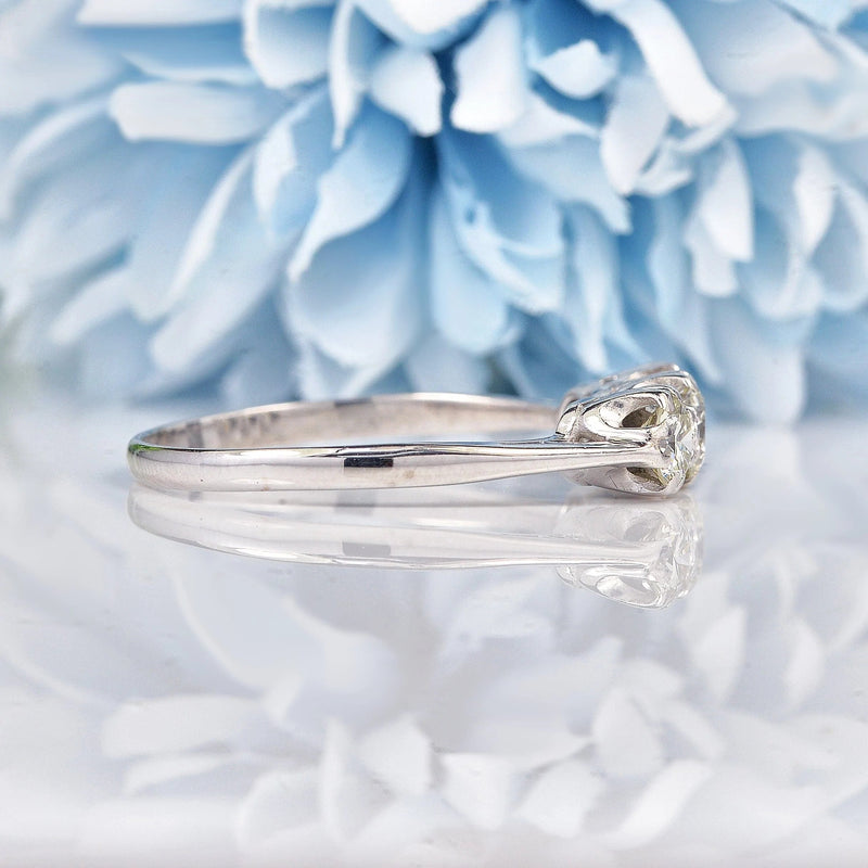 Ellibelle Jewellery Art Deco Diamond 18ct White Gold Three Stone Engagement Ring (1.00ct)