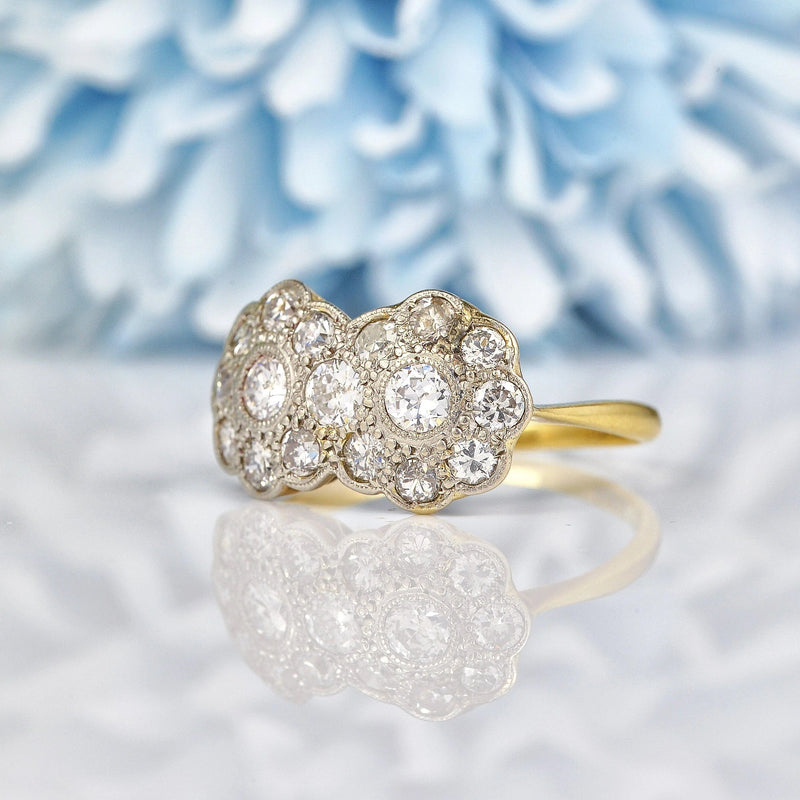 Ellibelle Jewellery Art Deco Diamond Double Cluster Ring
