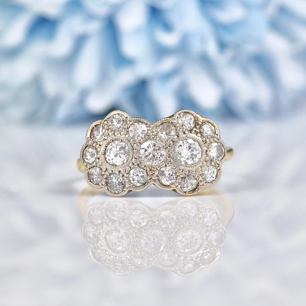 Ellibelle Jewellery Art Deco Diamond Double Cluster Ring