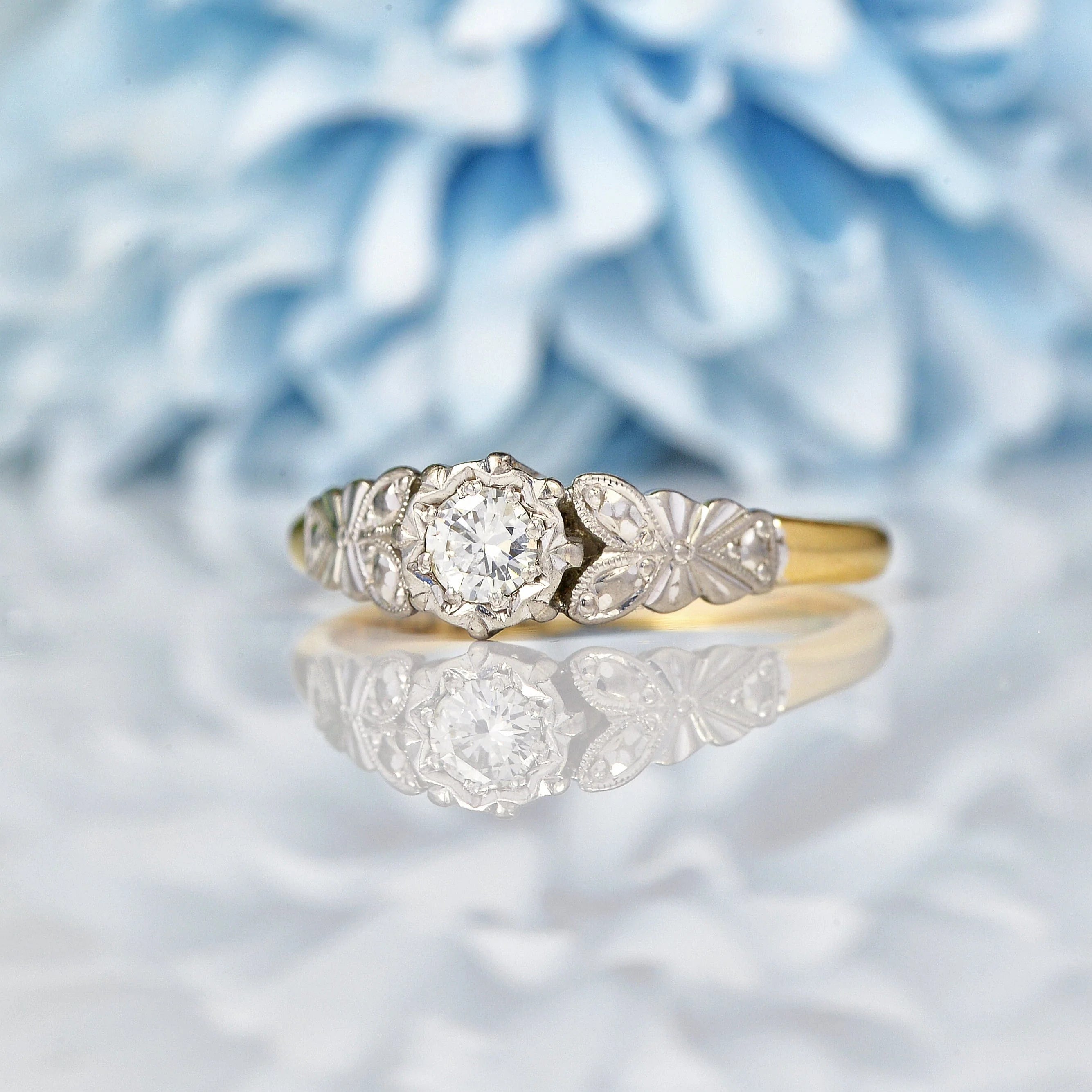 Ellibelle Jewellery Art Deco Diamond Engagement Ring (0.20ct)