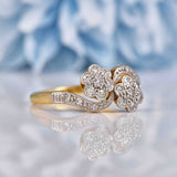 Ellibelle Jewellery Art Deco Diamond Gold & Platinum Double Daisy Ring